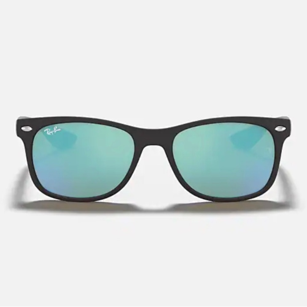 Ray-ban kids wayfarer sunglasses black matte with blue mirror lenses